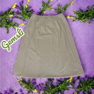 TWO Gemsli Womens Half Slip P-22 Taupe Embroidered Lace Detail on Hem 100% Nylon